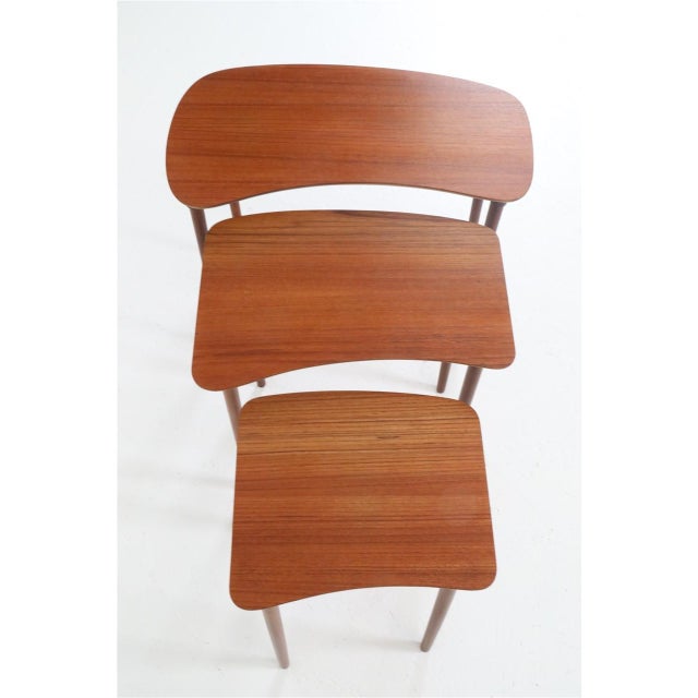 Danish Asymmetrical Teak Nesting Tables, 1960s, Set of 3 For Sale - Image 4 of 16