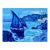 Blue Harbor Voyage – Original Oil Painting Sailboat Coastal Landscape For Sale