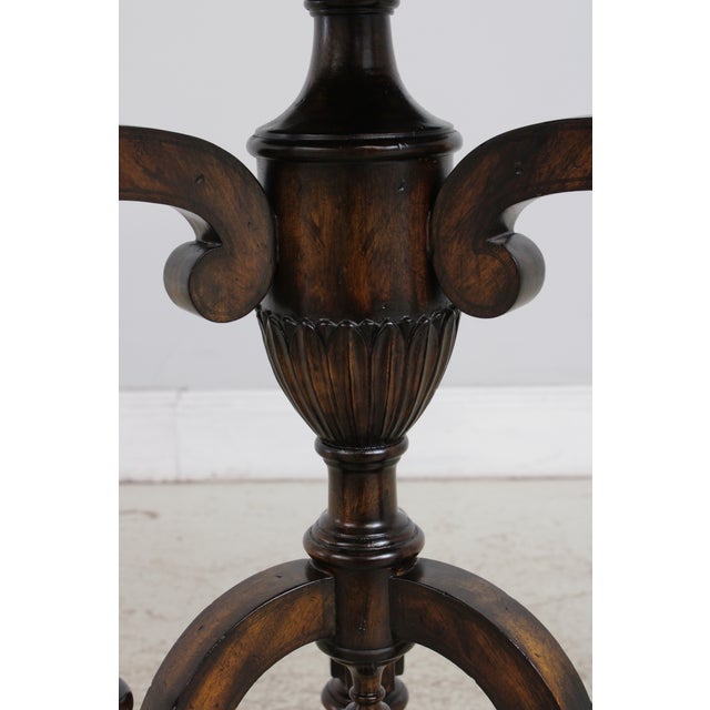 Maitland Smith Round Mahogany Pedestal Lamp Table For Sale - Image 12 of 16