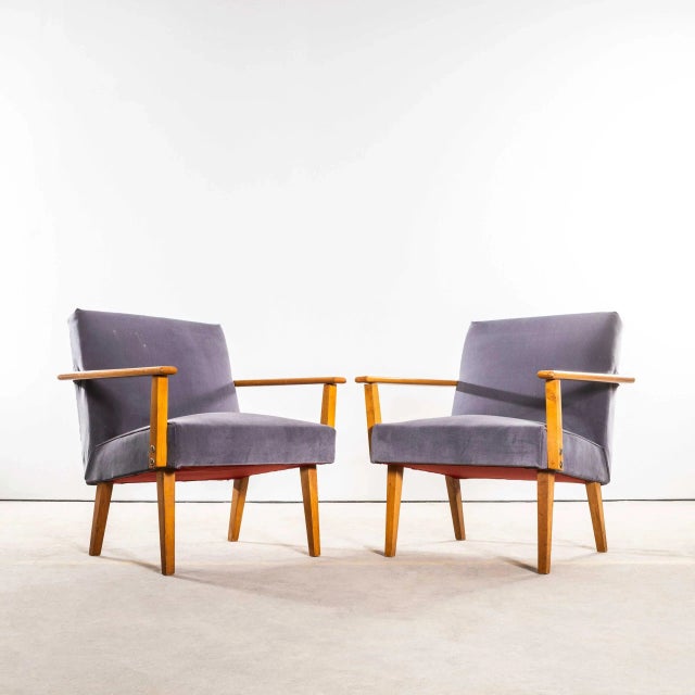 Mid-Century Grey Upholstered Armchair, 1950s For Sale - Image 3 of 9