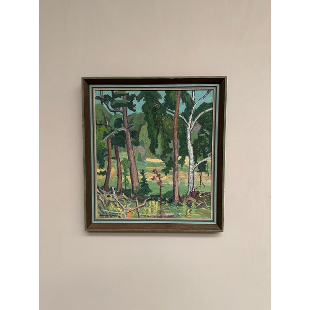 Original Vintage Swedish Oil on Panel – “Forest” by Bertil Lundgren (1900–1979) – Signed & Dated 1949 – Vintage & Framed –...