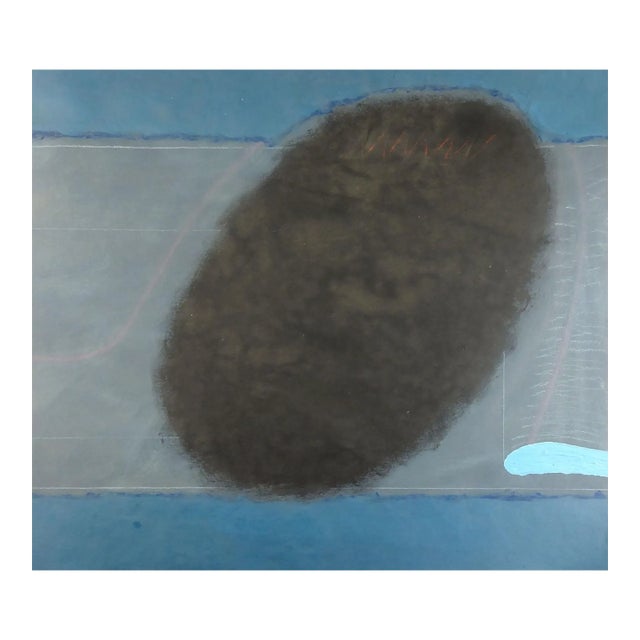 Late 20th Century Abstract Expressionist Dark Orb Mixed Media Painting For Sale