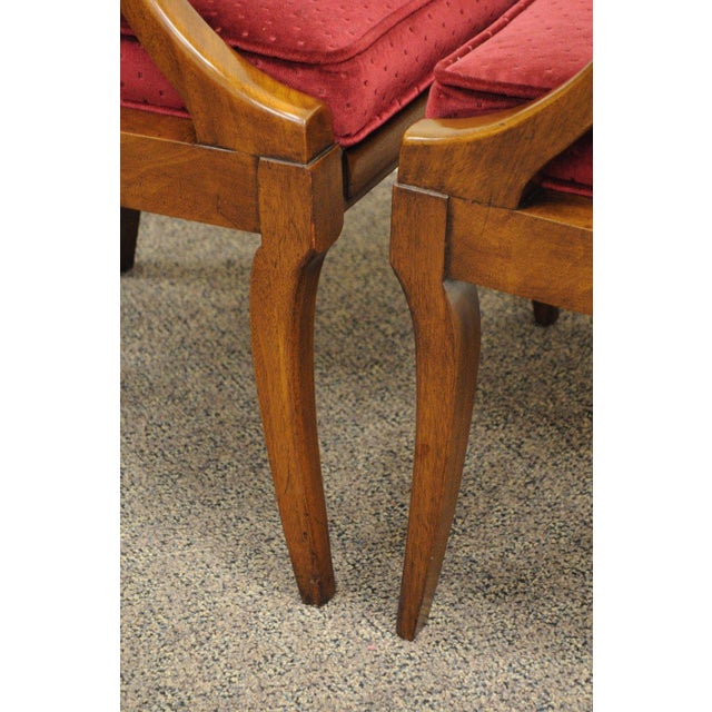 Pair Vintage Regency Curved Cane Back Solid Mahogany Saber Leg Dining