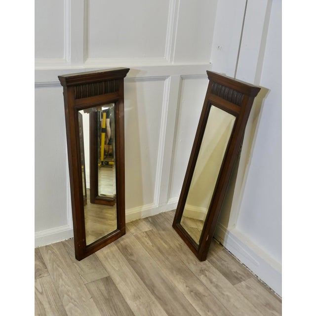 Narrow Edwardian Walnut Mirrors, 1890s, Set of 2 For Sale - Image 6 of 7