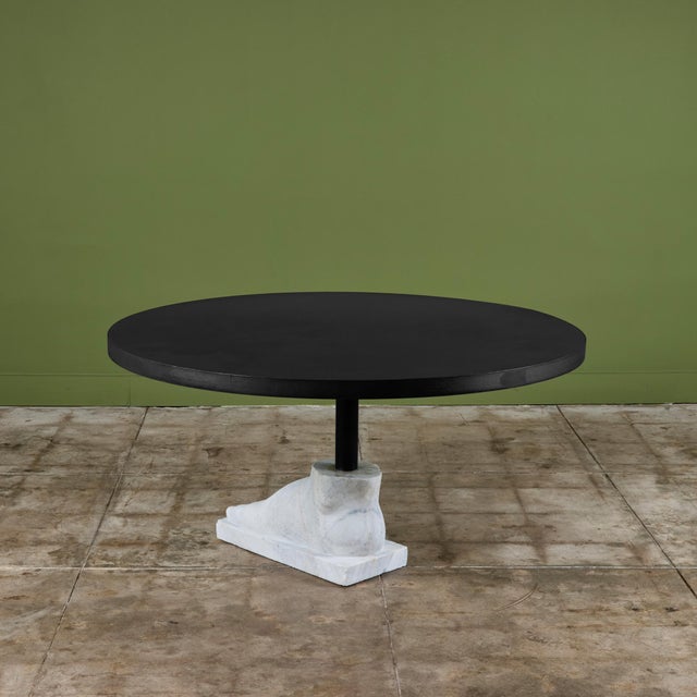 Postmodern Pedestal Dining Table with Marble Foot Base For Sale - Image 9 of 12