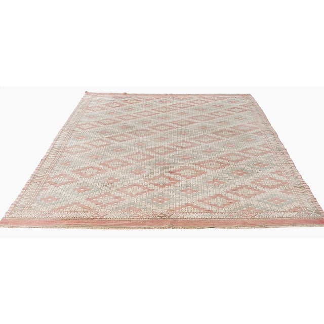 Orange Vintage Turkish Jajim Flatweave Area Rug 5ft 1in X 8ft 11in For Sale - Image 8 of 9