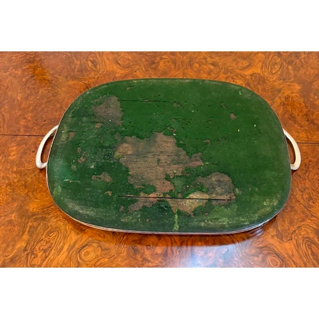 Antique Victorian Silver Plated Drinks Serving Tray with Handles, 1880 For Sale - Image 10 of 11