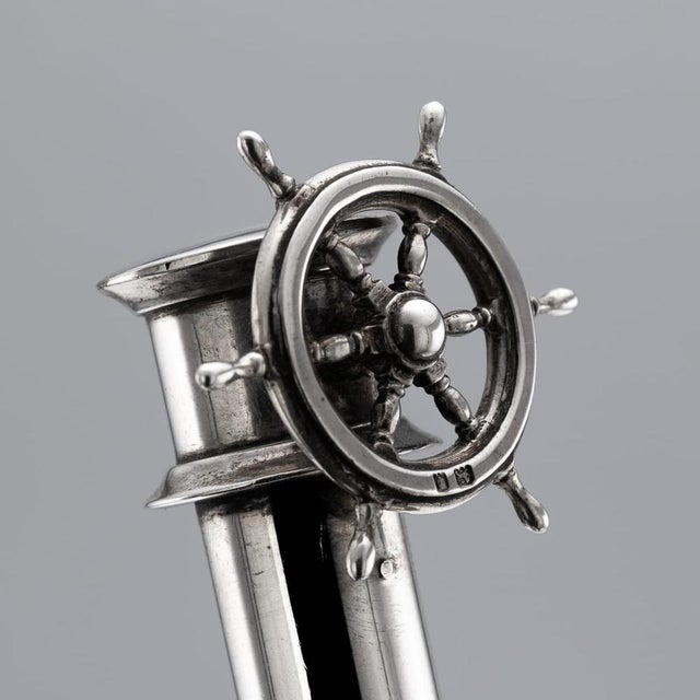 Vintage English Silver Captains Wheel Cigar Cutter, 1929 For Sale - Image 10 of 17