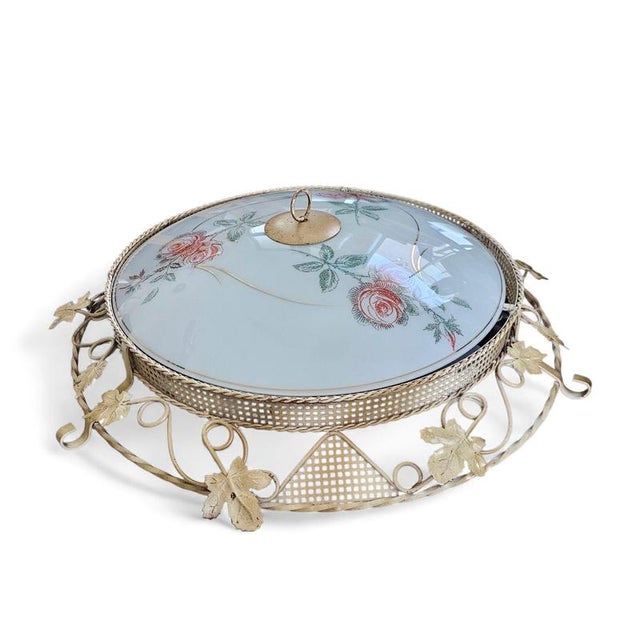 Large Floral Ceiling Lamp, 1950s For Sale - Image 5 of 6