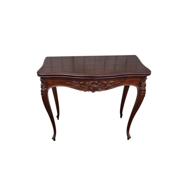19th Century French Walnut Hand Carved Console Table/ Game Table. For Sale - Image 16 of 17