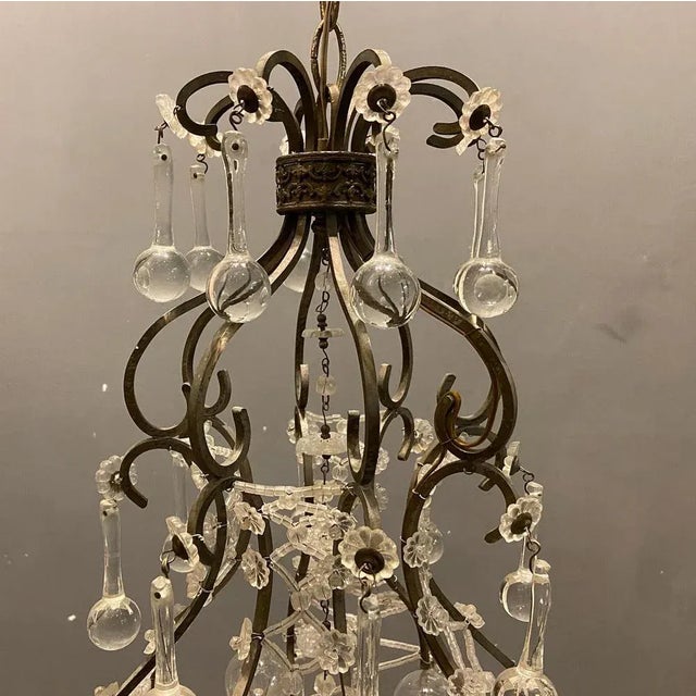 Vintage Italian Light Pendant with Murano Glass Drops For Sale - Image 11 of 13