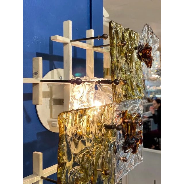 Pair Venini 1970s Patchwork Glass Sconces For Sale - Image 9 of 11