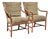Pair of Vintage McGuire Orlando Diaz-Azcuy Bamboo Rattan Chairs W Leather Straps For Sale