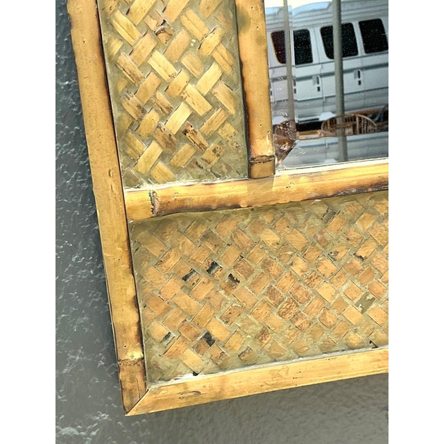 Vintage Woven Bamboo Wall Mirror For Sale - Image 10 of 14