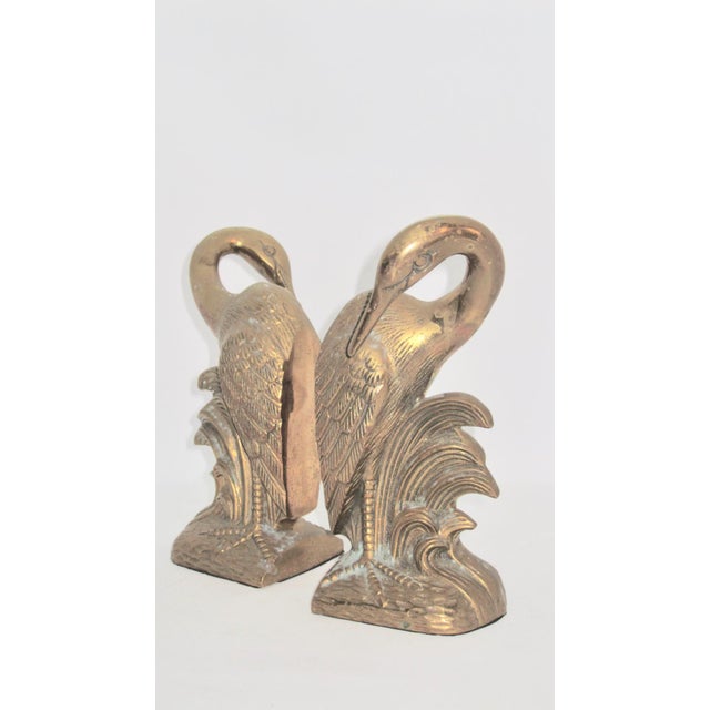 MidCentury Solid Brass Crane Bookends a Pair Chairish