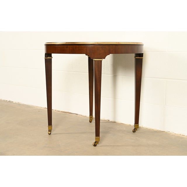Early 21st Century Barbara Barry Style Hollywood Regency Walnut and Parcel Gilt Tea Table or Occasional Side Table by Ethan Allen For Sale - Image 5 of 9
