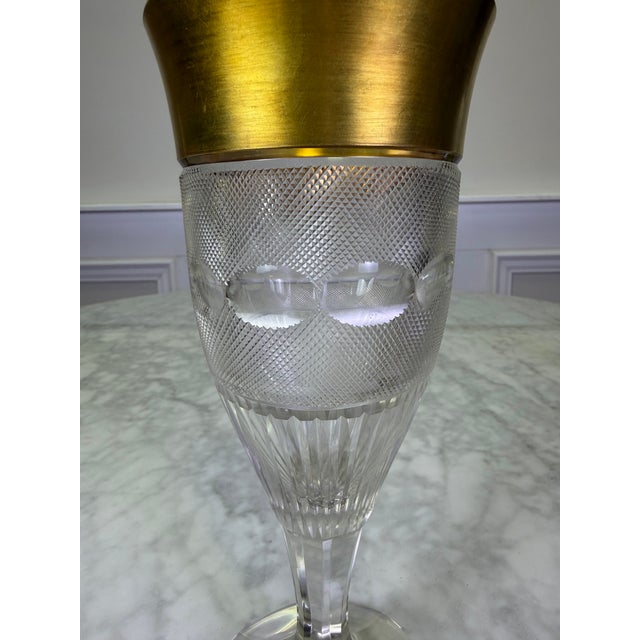 Hollywood Regency Vintage Moser "Splendid" Crystal Stemware Goblet With 24k Gold Rim For Sale - Image 3 of 9