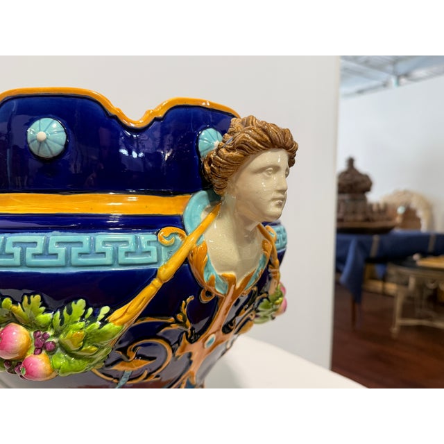 English Wedgwood Majolica Lion & Maiden Handled Jardiniere, 19th Century For Sale In Providence - Image 6 of 16
