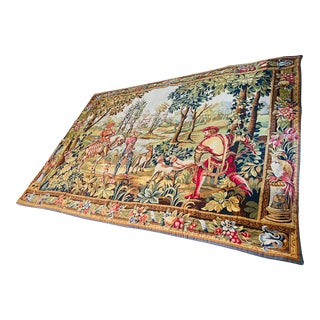 Circa 1970's Jacquard Tapestry Maximilliens Hunt Design Wall Tapestry For Sale