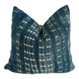 Mali Indigo & Linen Pillow For Sale