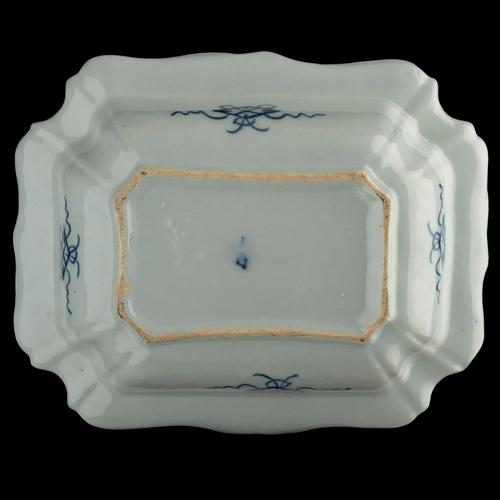 A blue and white chinoiserie bowl Delft, circa 1760 The Porcelain Axe pottery Mark: an axe The rectangular bowl has a...