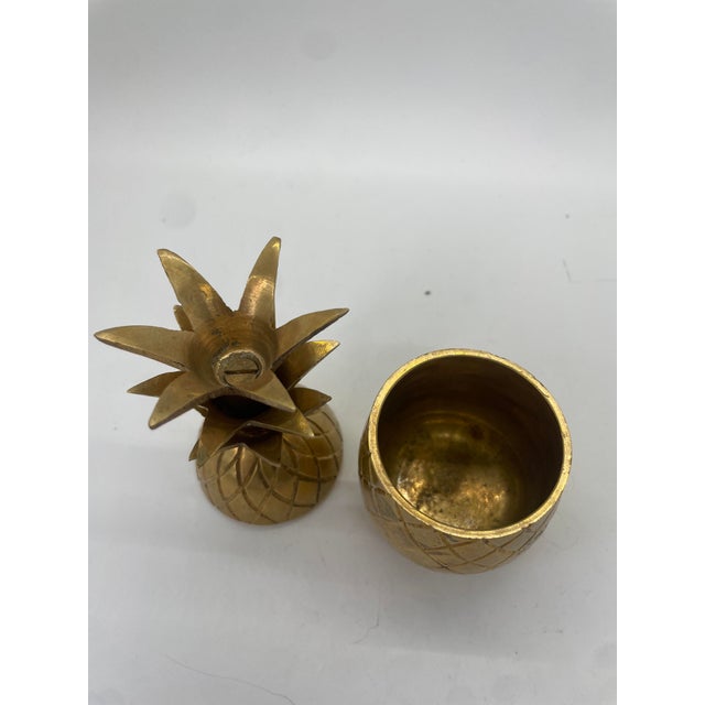 Late 20th Century Solid Brass Pineapple Trinket Jar For Sale - Image 4 of 5