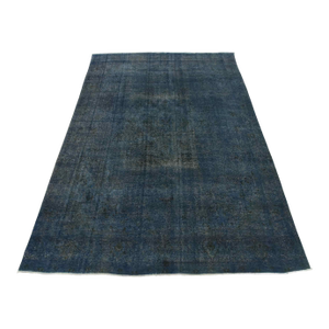 Tabriz Rug 9’4” X 12’5” Blue Wool Vintage Overdyed Hand-Knotted Carpet