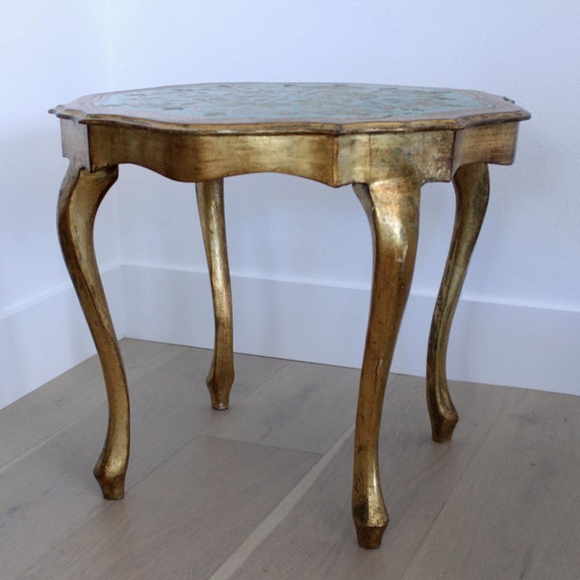 1970s Italian Carved Gilded Florentine Side Table For Sale - Image 5 of 5
