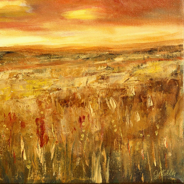 Textile Country Views - Original Contemporary Landscape Acrylic and Graphite Painting on Canvas by Jodi Miller For Sale - Image 7 of 9
