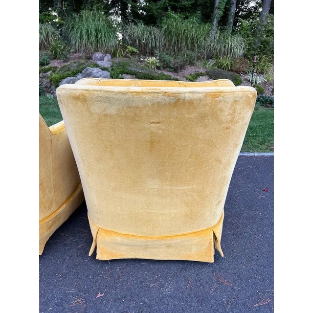 Pair of Mustard Yellow Velvet Club Chairs For Sale - Image 12 of 13