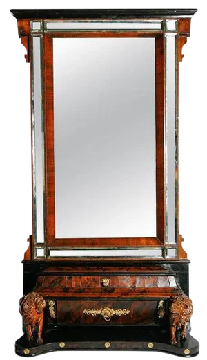 19th C. Italian Walnut and Mahogany Mirror