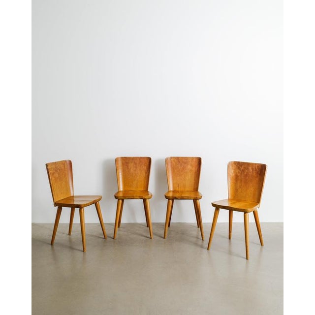 Early Mid-Century Modern Swedish Wooden Dining Chairs in Pine by Göran Malmvall for Svensk Fur, 1940s, Set of 4 For Sale - Image 8 of 8