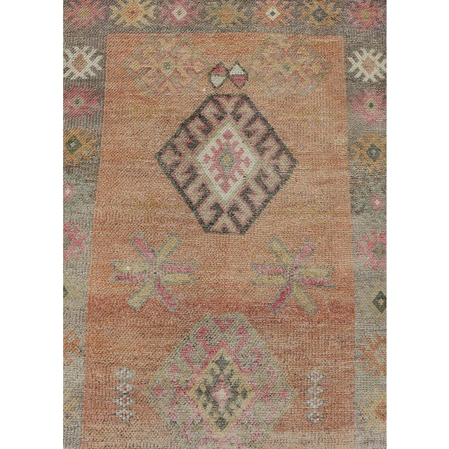 Peach Vintage Tulu Runner in Geometric Shapes and Soft Tones by Keivan Woven Arts For Sale - Image 8 of 10