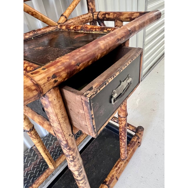 Antique Late 1800s English Scorched Bamboo Chinoiserie Hall Tree For Sale - Image 12 of 18