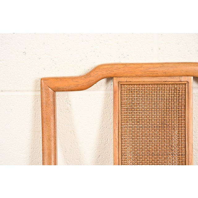 Henredon Style Mid-Century Hollywood Regency Carved Walnut and Cane Side Chairs or Dining Chairs, Pair For Sale - Image 9 of 17