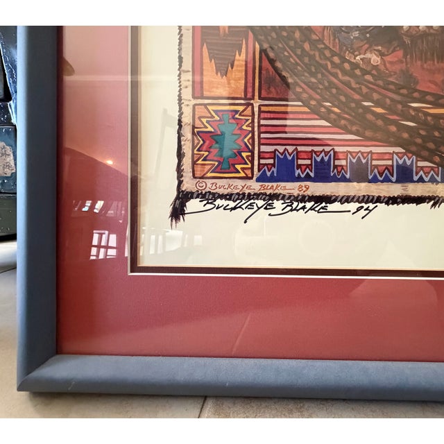 1980s Rare 1989 "Indian Rodeo" Poster Signed by Artist Buckeye Blake in 1994 For Sale - Image 5 of 10
