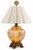 Metal Vintage Etched Amber Glass Rose Urn Lamp With Illuminated Base and Pleated Shade For Sale - Image 7 of 10
