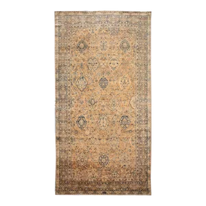 Antique Kerman Persian Wool Rug in Tan With Alluring Rosette Motif
