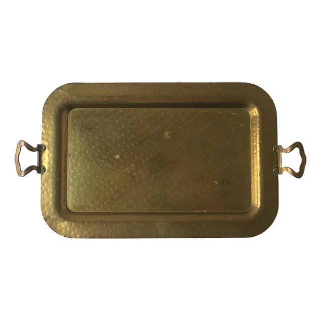 Brass Tray With Handles, Cocktails or Vanity, Circa Mid-20th Century For Sale