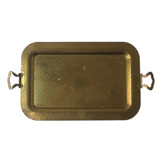 Brass Tray With Handles, Entertaining or Vanity, Circa Mid-20th Century For Sale