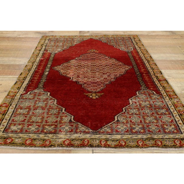 Red Antique Turkish Oushak Prayer Rug - 02'08 X 04'01 For Sale - Image 8 of 9