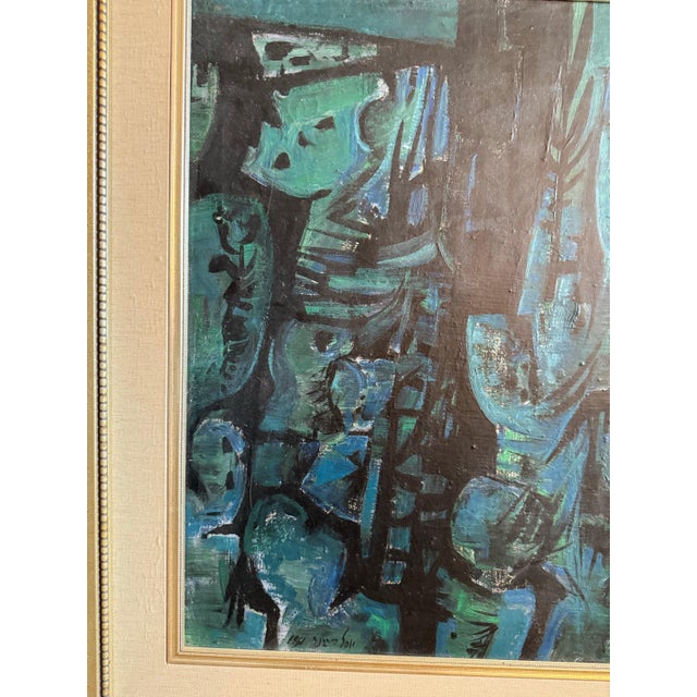 Yosl Bergner, Israeli Expressionist Oil Painting Yosl Bergner Modernist Abstract Composition, 1961 For Sale - Image 10 of 13