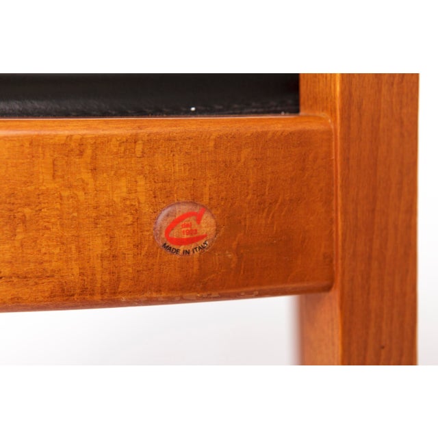 Italian Elm and Black Faux Leather Chairs from Dal1923, 1980s, Set of 4 For Sale - Image 10 of 11