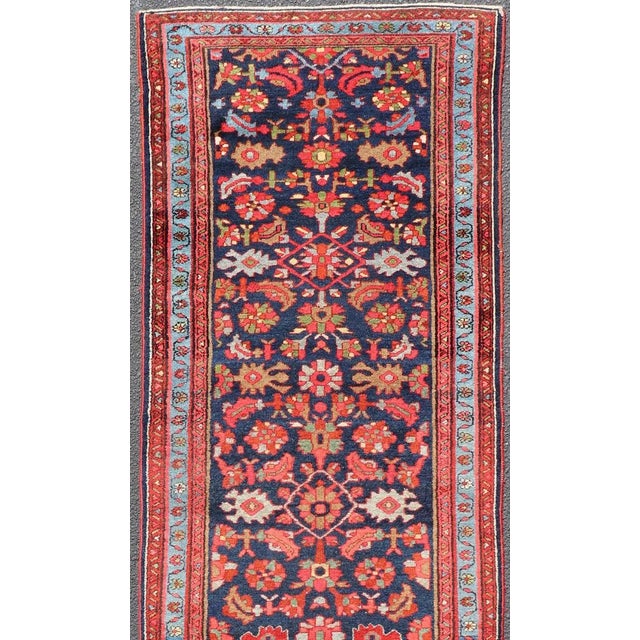 Antique Malayer Runner With Sub-Geometric All-Over Herati Design in Multicolors For Sale - Image 4 of 13