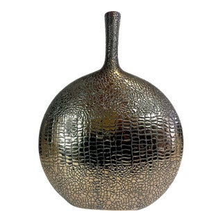 1980s Post Modern Contemporary Faux Reptile Ceramic Vase For Sale