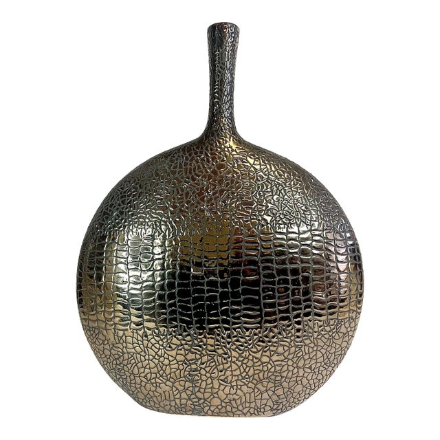 1980s Post Modern Contemporary Faux Reptile Ceramic Vase For Sale