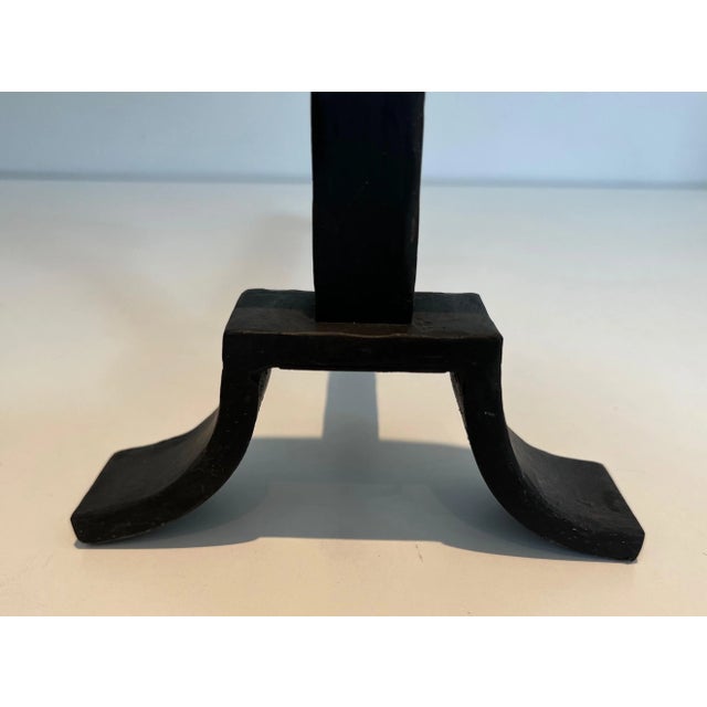 Modernist Cast Iron and Wrought Iron Andirons - A Pair For Sale - Image 11 of 13