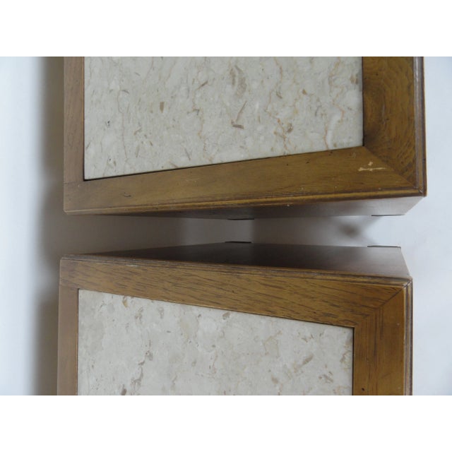 Mid-Century Modern 1960s Mid-Century Modern Inlaid Marble and Fruitwood Cabinets - a Pair For Sale - Image 3 of 8