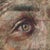 Seen by Lisa Fricker | Oil on Collage Panel Close-up of an eye with textured background. For Sale