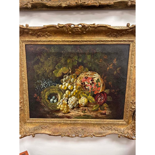 Late 19th Century Pair of 19th Century French School Still Lifes in Ornate Gilt Frames For Sale - Image 5 of 9